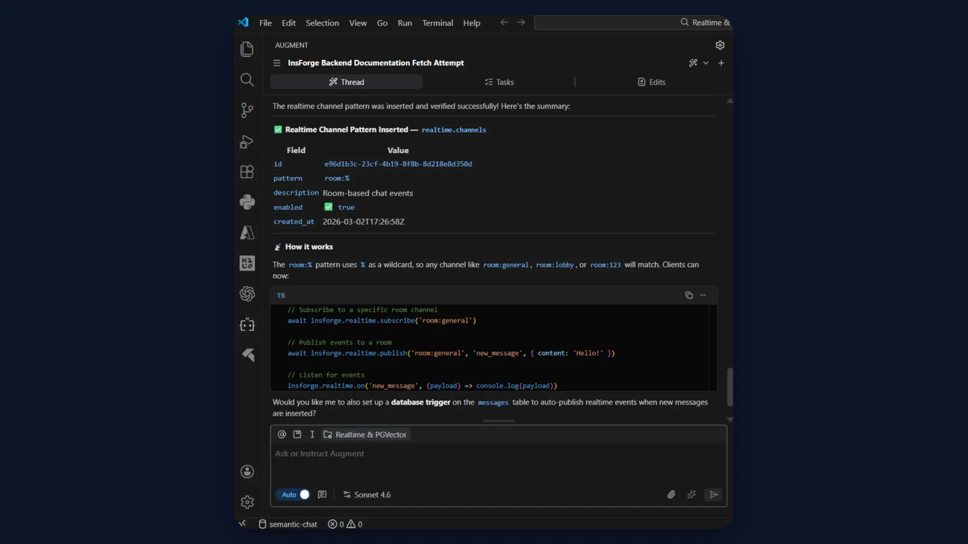 Realtime Channel Configured
