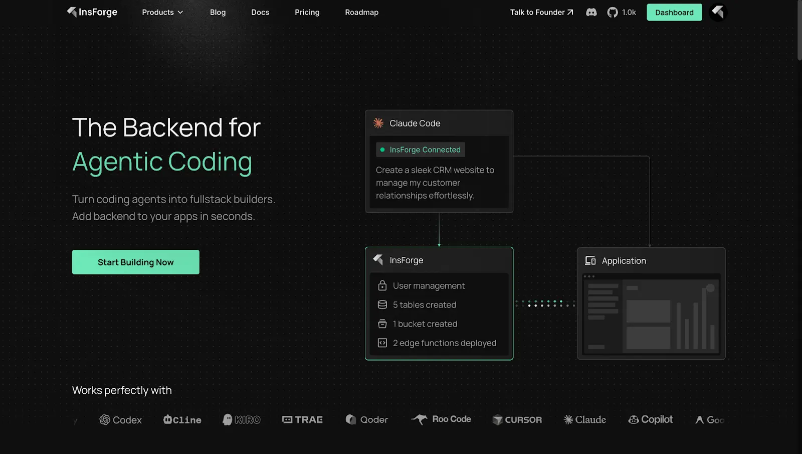 New InsForge landing page