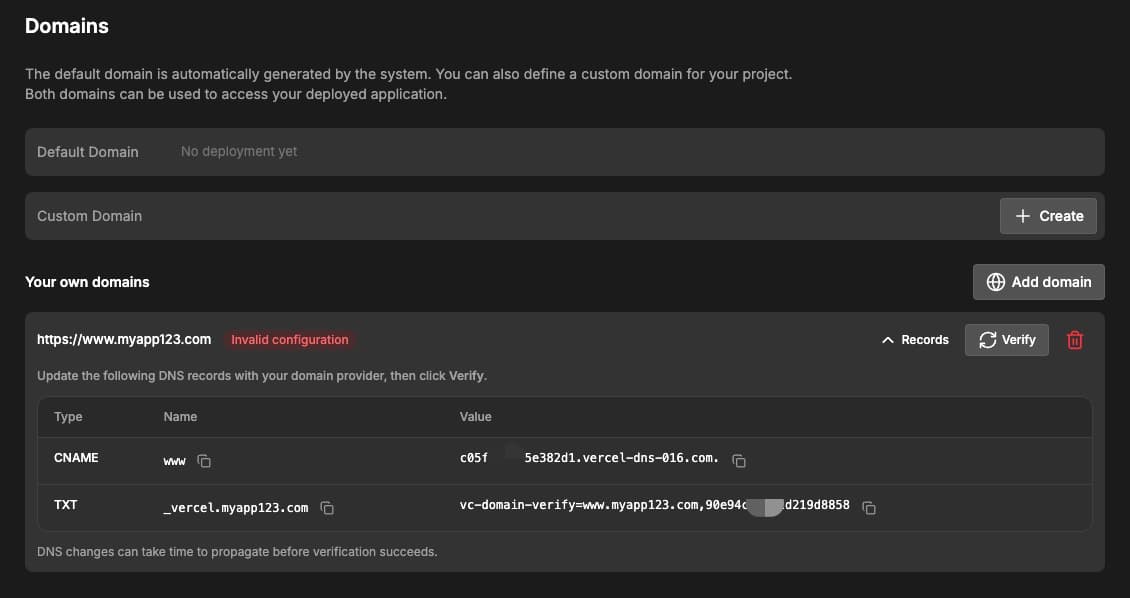 Custom domains for project websites