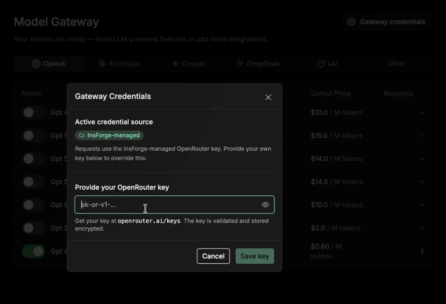 BYOK for Model Gateway